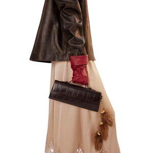 H&M Croc Embossed Convertible Crossbody Bag Rectangular Brown